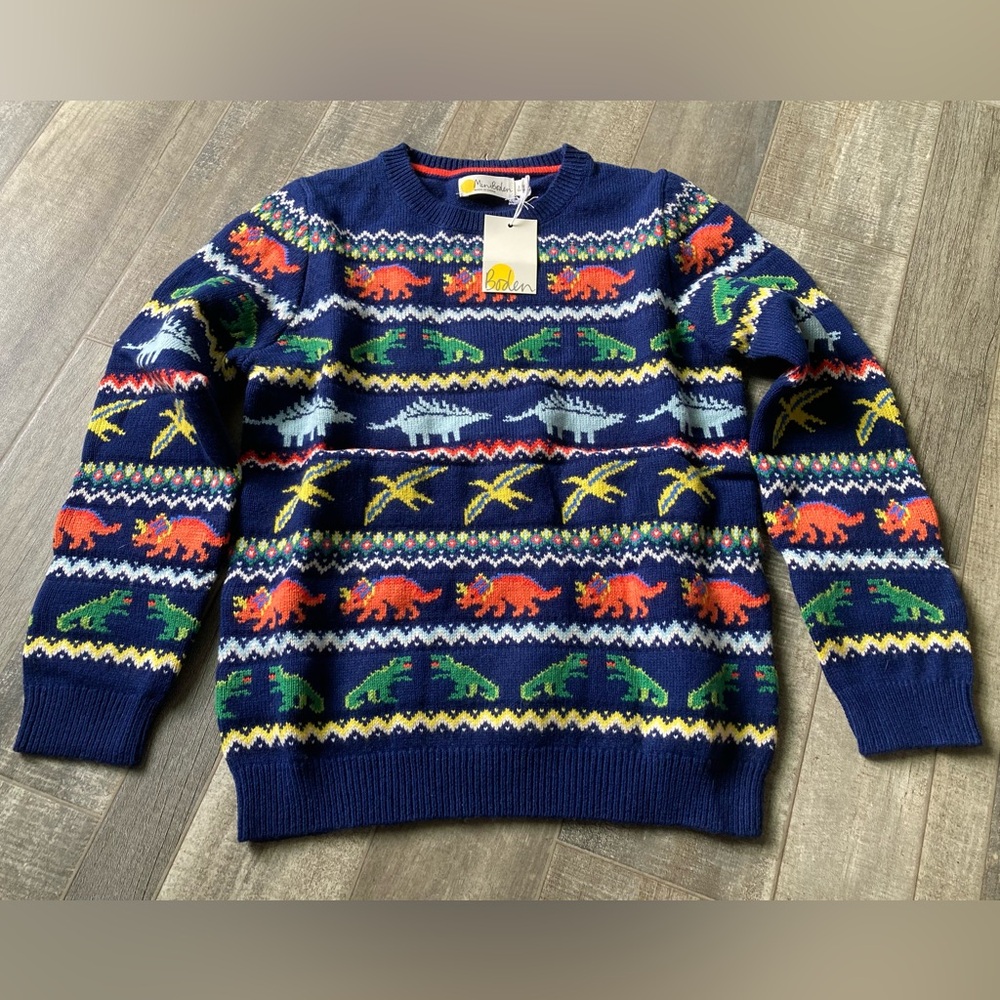 Mini Boden Dinosaur Fair Isle Sweater